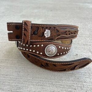 Vintage Larry Mahan Western Leather Belt | Studded | Size 36